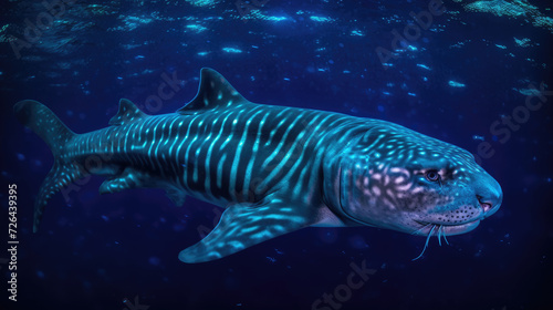 Tiger Shark Gliding in Sunlit Waters - Generative AI