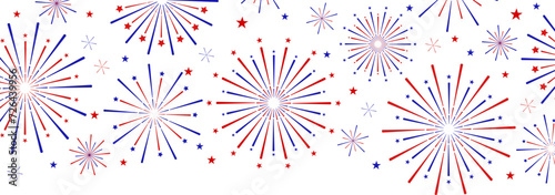 Amerika style firework banner, vector clip art illustration, holiday celebration border design