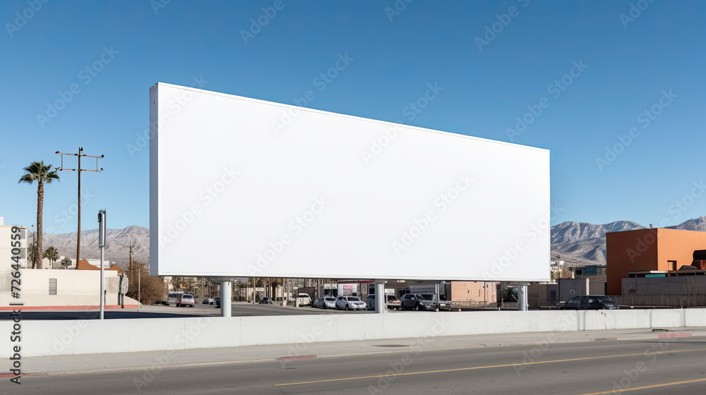 Blank White Billboard in the City - Generative AI Blank White Billboard in the City - Generative AI