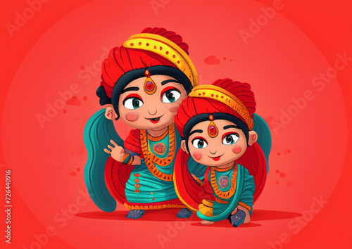 Happy Indian mother and daughter 