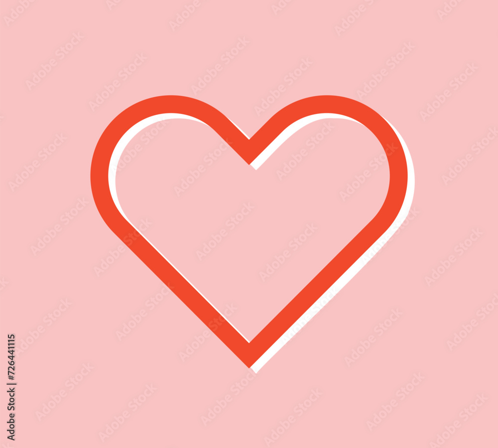 perfect heart shape, heart vector red line icon, editable stroke