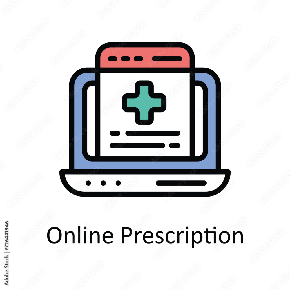 Online Prescription vector Filled outline icon style illustration. EPS 10 File Online Prescription vector Filled outline icon style illustration. EPS 10 File