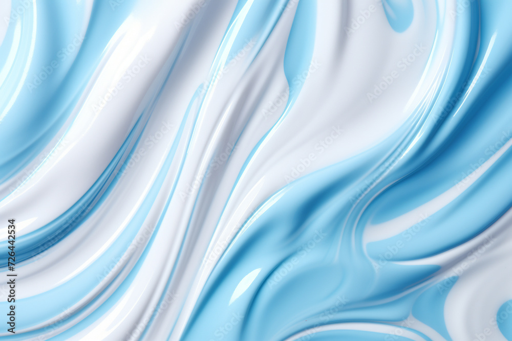 Obraz premium abstract background of blue and white liquid paint, 3d render illustration