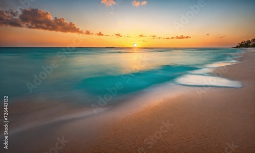 Sunset on the beach. Paradise beach. Tropical paradise  white sand  beach 