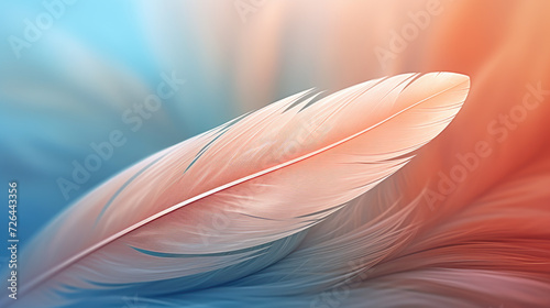 Pink Feather in the Middle of a Colorful Background - Generative AI © Zeynep