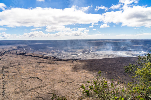 kilauea steaming volcano on big island in hawaii