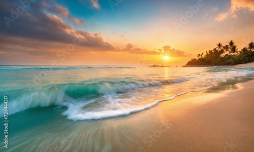 Soft beautiful ocean wave on sandy beach. baeutiful landscape beach photo