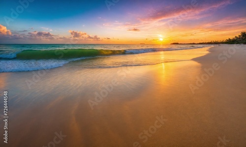 Soft beautiful ocean wave on sandy beach. baeutiful landscape beach photo