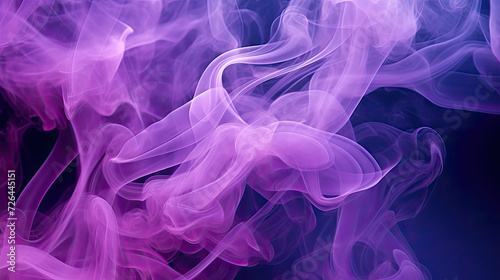 Wispy Purple Smoke Flowing on Black Background - Generative AI