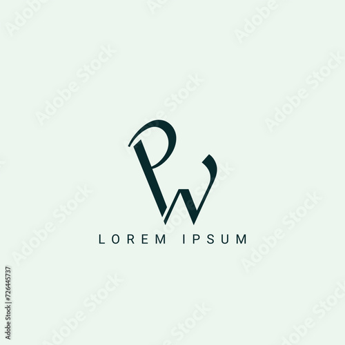 PW WP P W abstract vector logo monogram template
