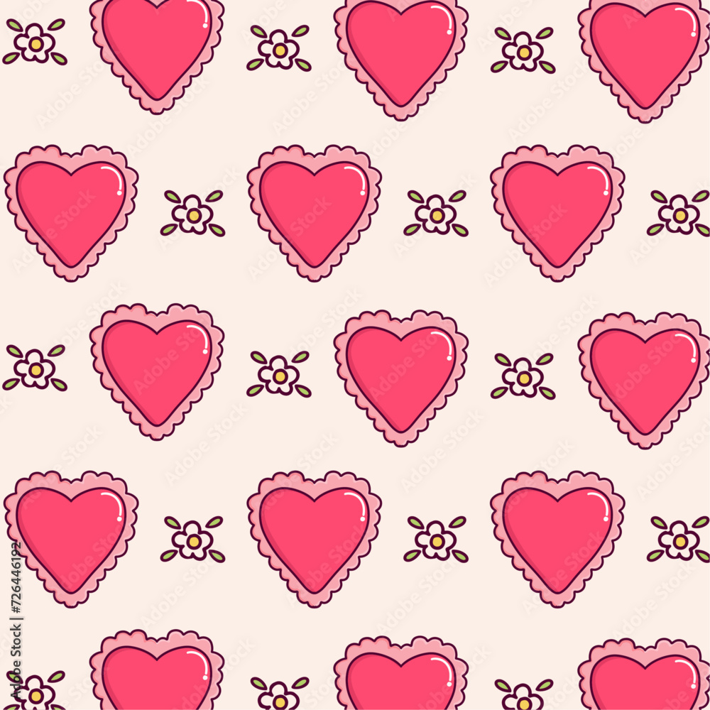 Hand-drawn Valentine's Day Cute Heart Pattern