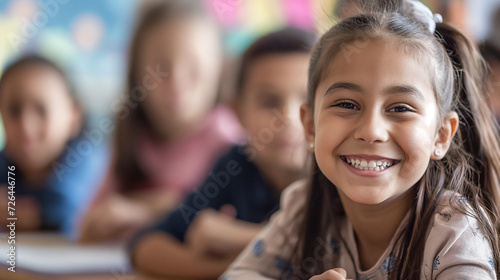 Garota sorrindo na escola 