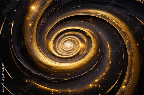 A representation of golden spiral galaxy and stars. Cosmos, galaxy, the Milky Way. Milky way galaxy with stars and space dust in the universe. AI generated