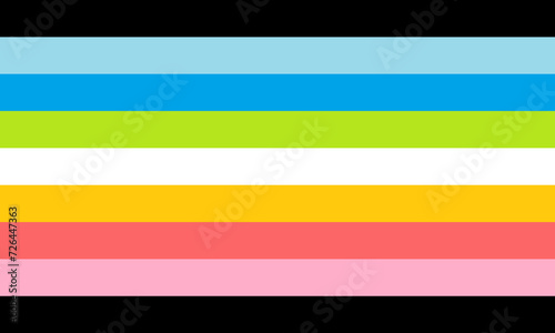 Queer Pride Flag, LGBT community, nine stripes black, blue, green, white, yellow and pink