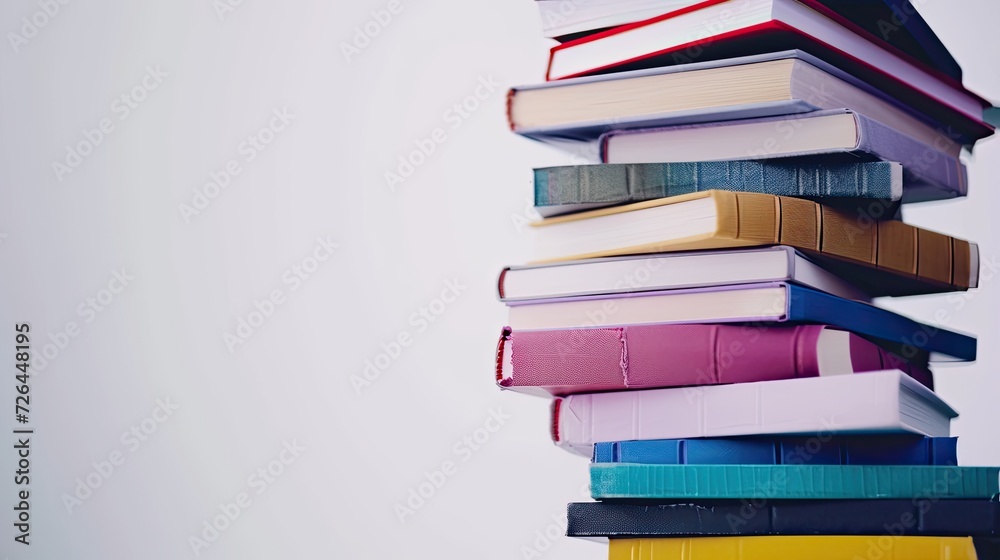 Image of stack of colorful books isolated on white background. Back to school and education learning concept. Literature books collection. Image of stack of colorful books isolated on white background. Back to school and education learning concept. Literature books collection.