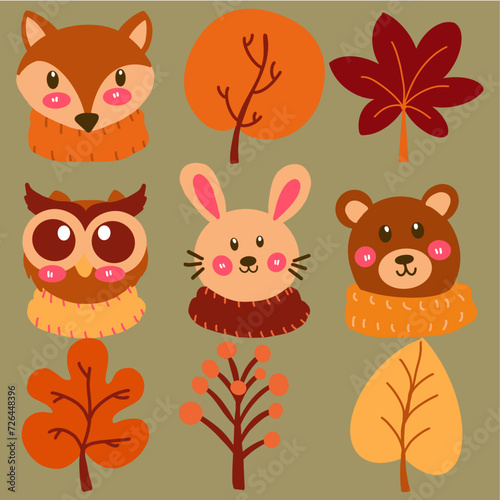 Hand-drawn autumn elements collection