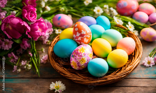 Beautiful Easter eggs for the holiday. Selective focus.