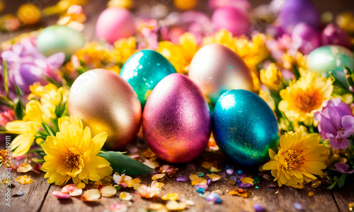 Beautiful Easter eggs for the holiday. Selective focus.