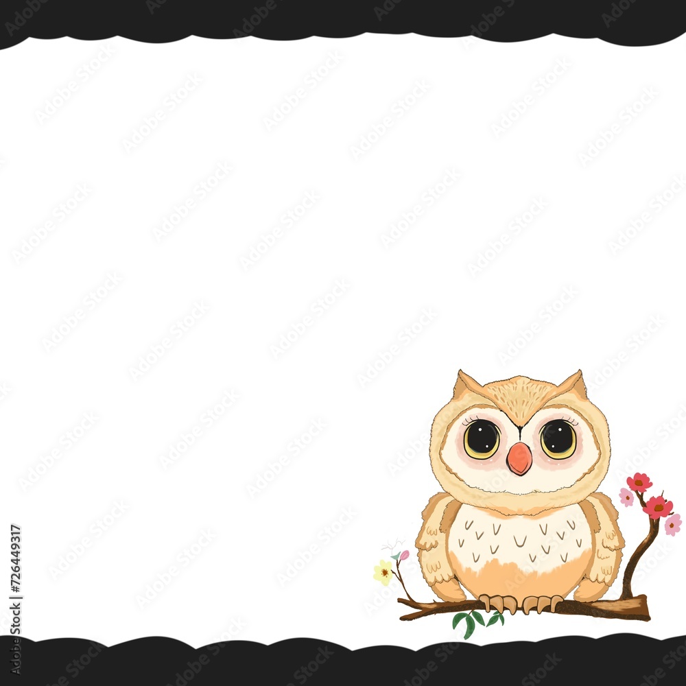 Background  cover  cute owl card  f0r text 