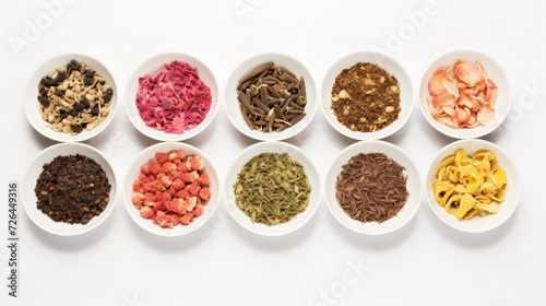spices and herbs in a bowl on a white background