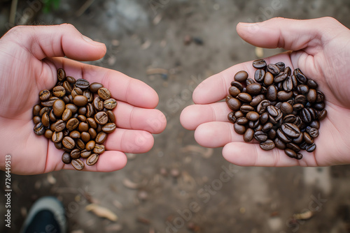 Wallpaper Mural Hands holding different types of coffee beans Torontodigital.ca