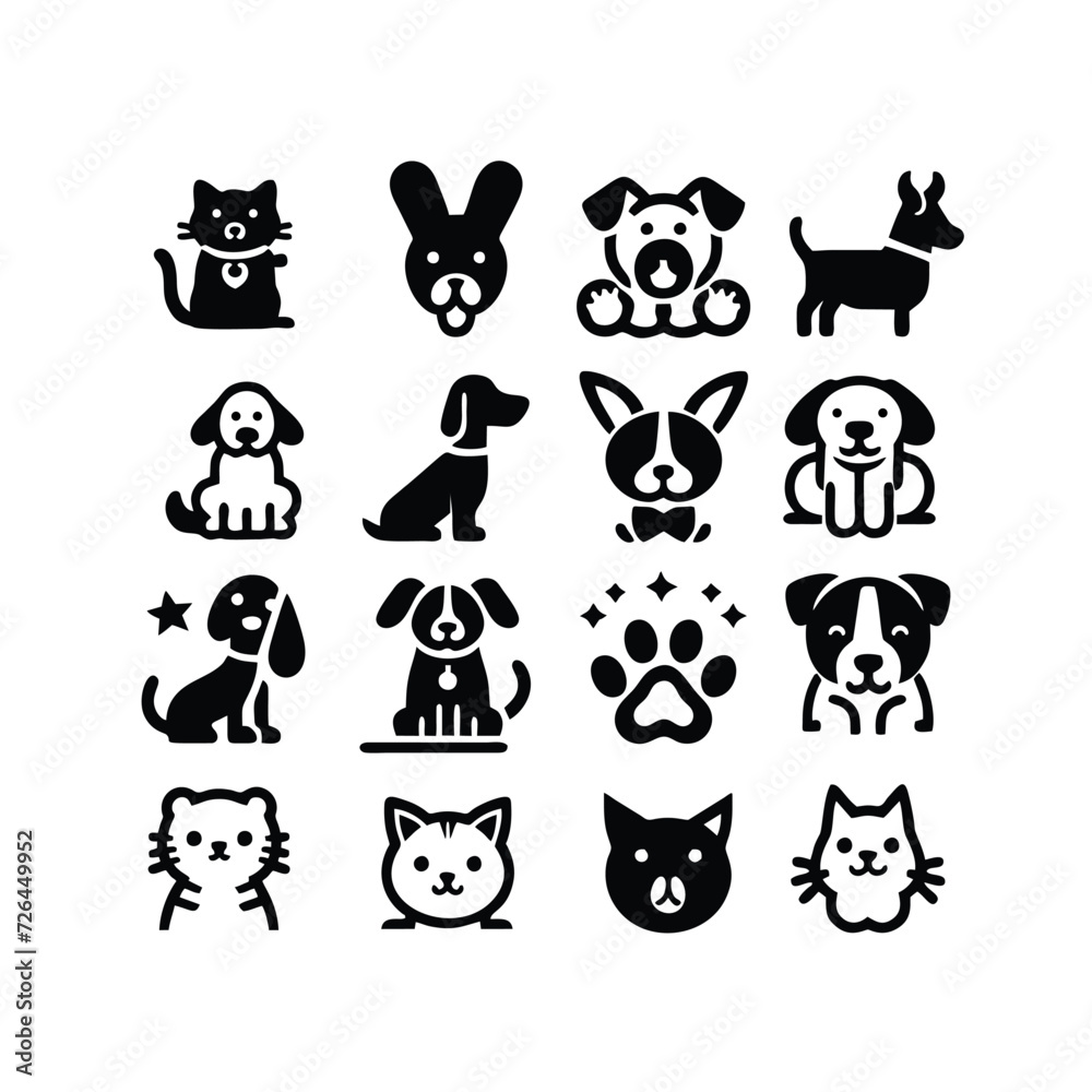 Obraz premium icon cat and dog pets 