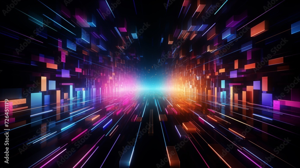 High tech colorful 3D motion and light graphic background High tech colorful 3D motion and light graphic background