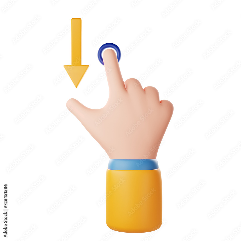 Swipe Down Hand Gesture 3d Icon Illustration Swipe Down Hand Gesture 3d Icon Illustration