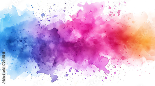 Abstract Holi colorful watercolor splatters