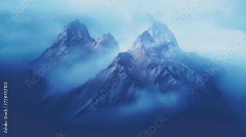 Snow Capped Mountains Enveloped in Mist - Generative AI © Zeynep