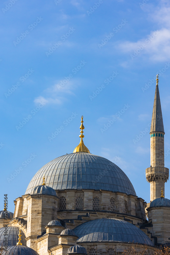 Architectural details of Eminonu New Mosque or Yeni Cami vertical photo