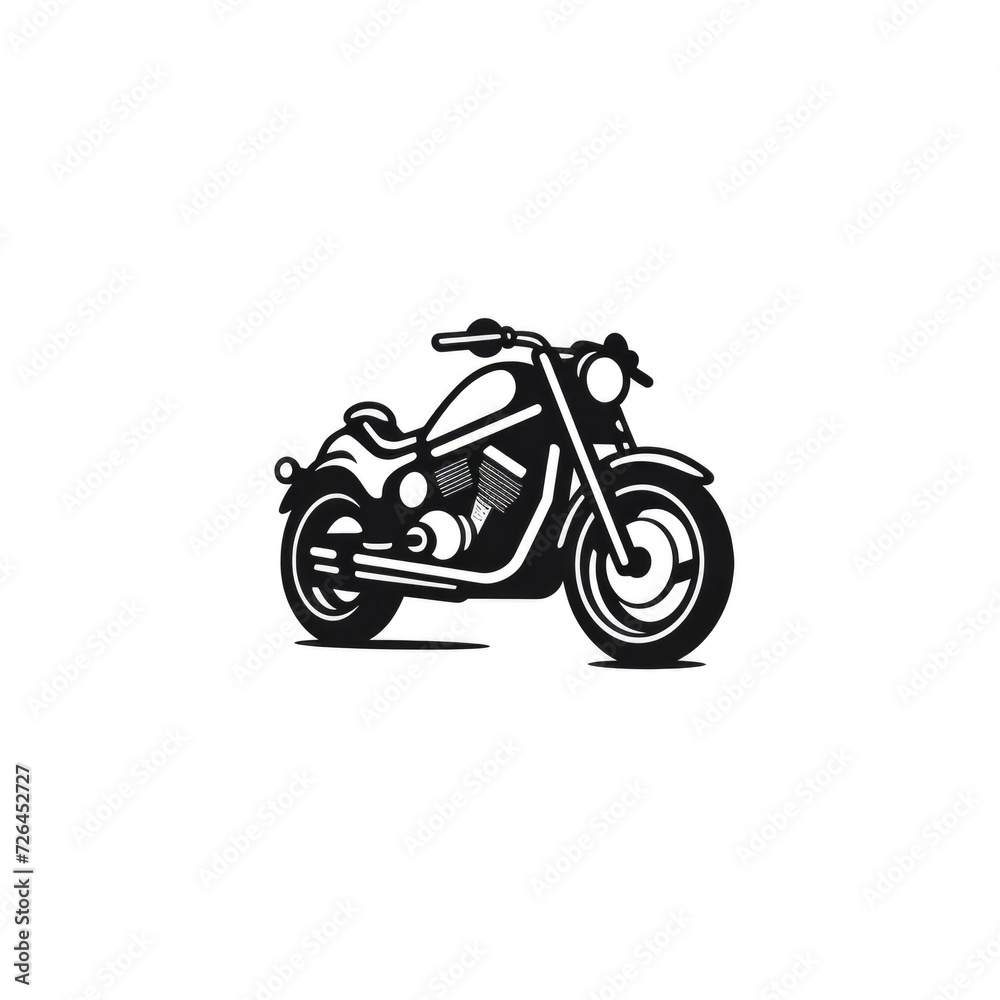 Obraz premium Simple graphic logo of color motorcycle on white background.