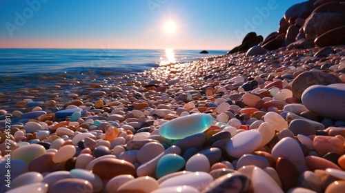 White beach colourful pebbles UHD wallpaper
