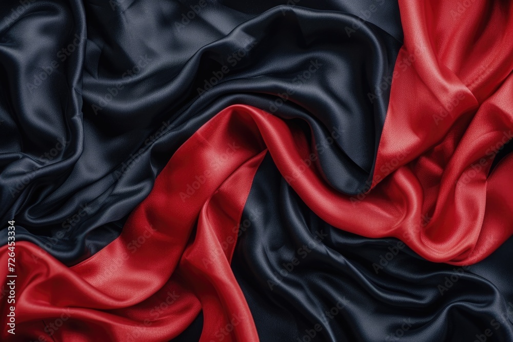 Red and black fabric up close. Versatile for various design projects