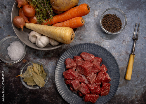 Diced Beef ready for a casserole