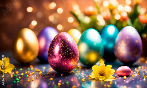 Beautiful Easter eggs for the holiday. Selective focus.