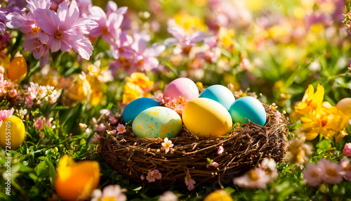 Beautiful Easter eggs for the holiday. Selective focus.