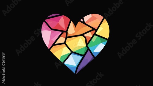 rainbow heart on black background