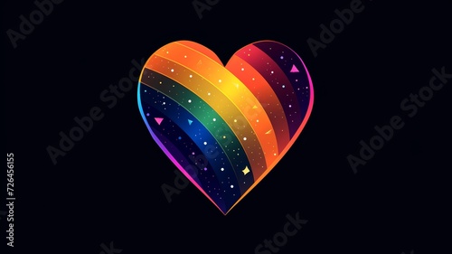 rainbow heart on black background