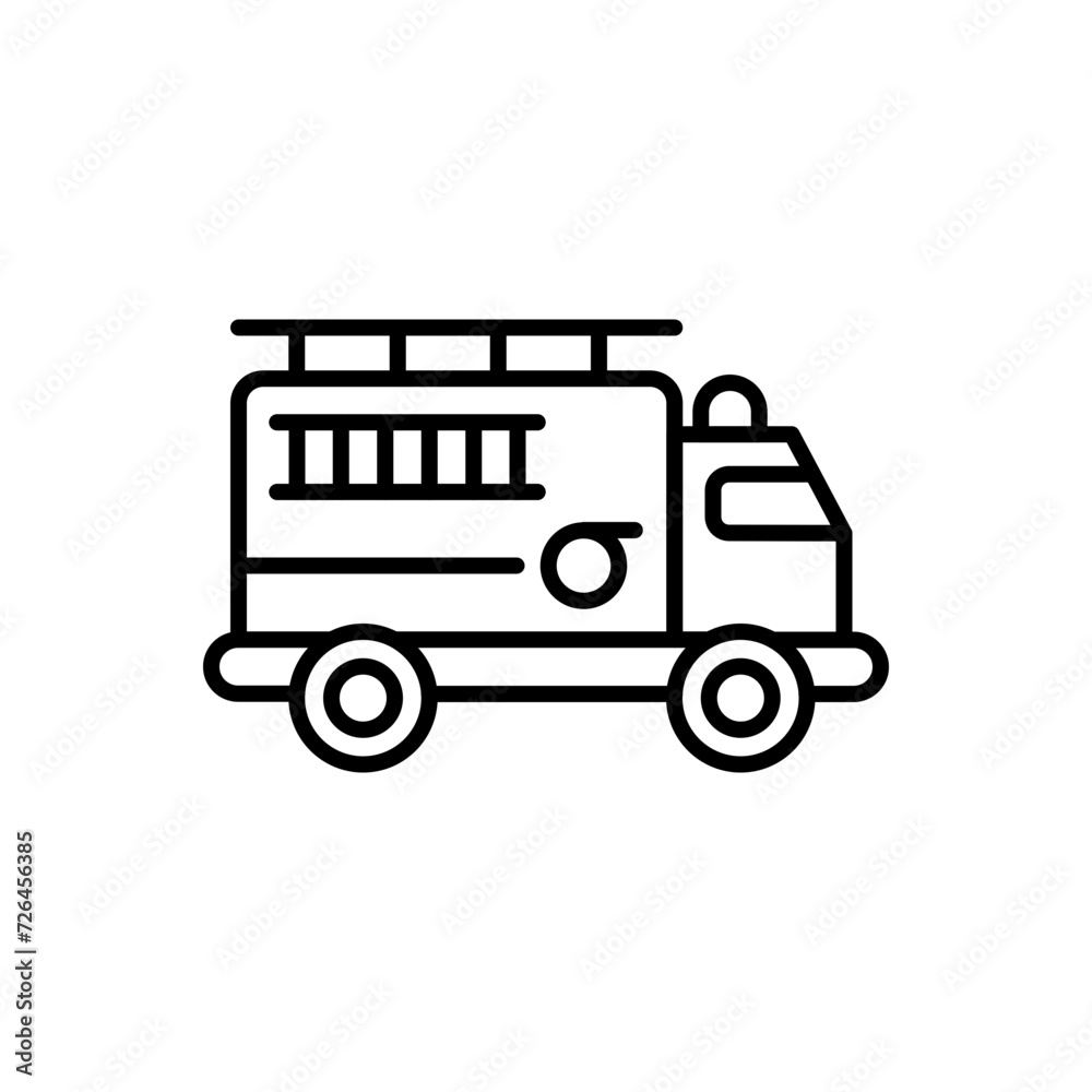 Firefighter truck outline icons, minimalist vector illustration ,simple transparent graphic element .Isolated on white background