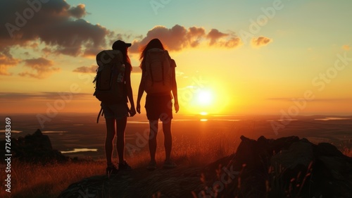 silhouette of a couple in the sunset