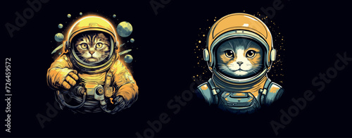 Adorable Cat Astronaut in Space Suit, Floating Among Stars and Planets, Paired with a Blank Face Template Customization