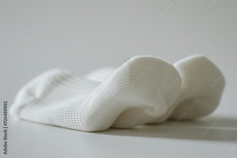 White socks laid out on a table. Suitable for fashion, laundry, or clothing-related themes White socks laid out on a table. Suitable for fashion, laundry, or clothing-related themes