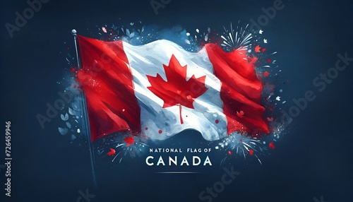 National flag of canada day celebration background in watercolor style. photo