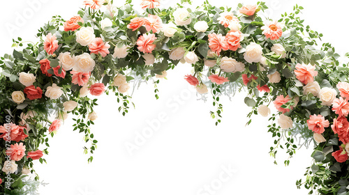 Beautiful wedding flower arch, cut out in white background