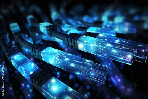 Data Technology Blue Signals With Dark Background, Blue Signals
