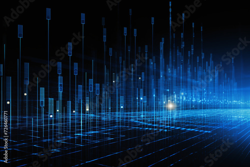 Data Technology Blue Signals With Dark Background, Blue Signals