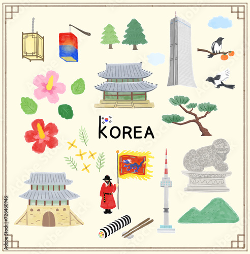 South Korean culture clip art illustration