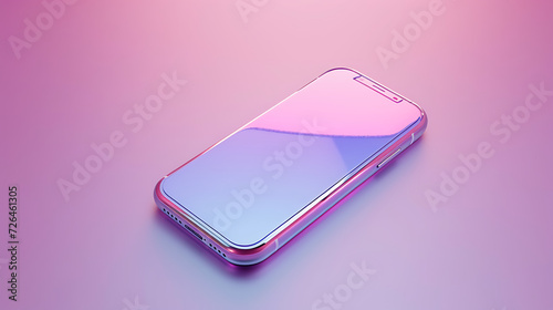 cute, 3d metal, chrome 32-bit, isometric, anime phone on isolated background