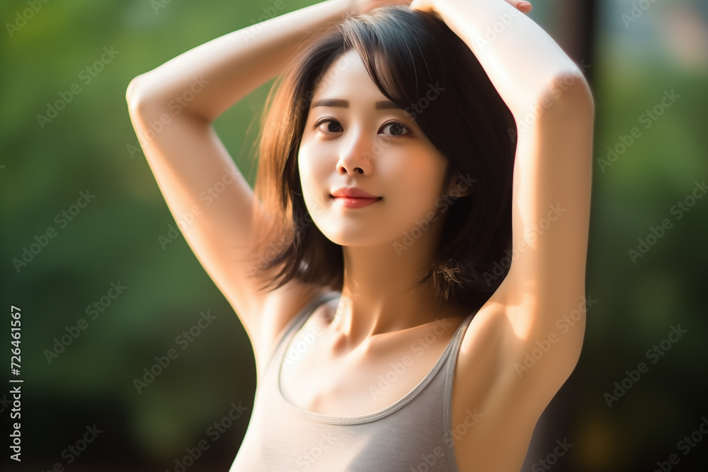 Portrait of a young Asian woman in a natural setting Portrait of a young Asian woman in a natural setting